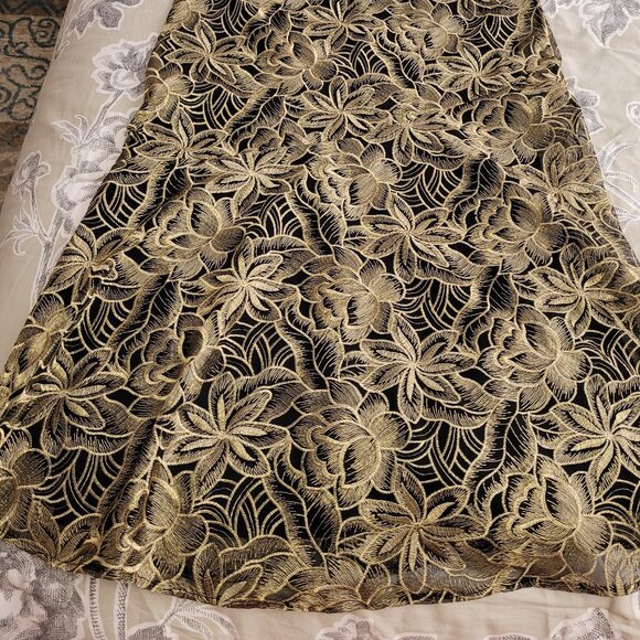 Sam Edelman Black with Platinum Leaf Maxi Dress Size 10 NWT - Picture 14 of 14